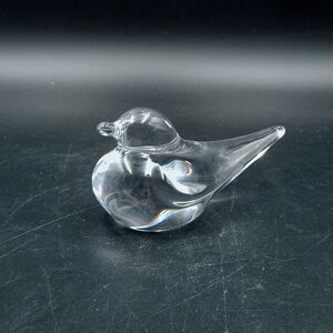 Daum France Crystal Bird Paperweight Duck Chick Figurine Signed Dove Clear